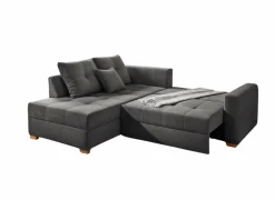 Hoeksalon Heidelberg 228x199cm - stof - grijs met bedfunctie & relax en opbergruimte