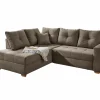 Hoeksalon Heidelberg 228x199cm - stof - bruin met bedfunctie & relax & opbergruimte