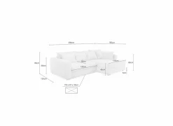 Hoeksalon Kampen 288x186cm - stof - bruin met bedfunctie & opbergruimte