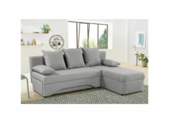 Hoeksalon Polaris 191x143cm - stof - grijs met slaapfunctie