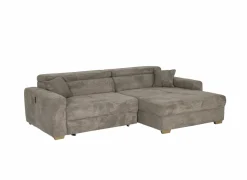 Hoeksalon Slider 279x186cm - ribcord stof - bruin met bedfunctie