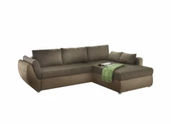 Hoeksalon Taifun 272x200cm - stof - bruin met bedfunctie