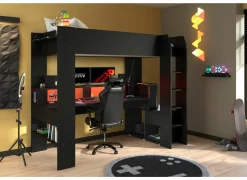 Hoogslaper Black Stipple 90x200cm  - melamine - zwart