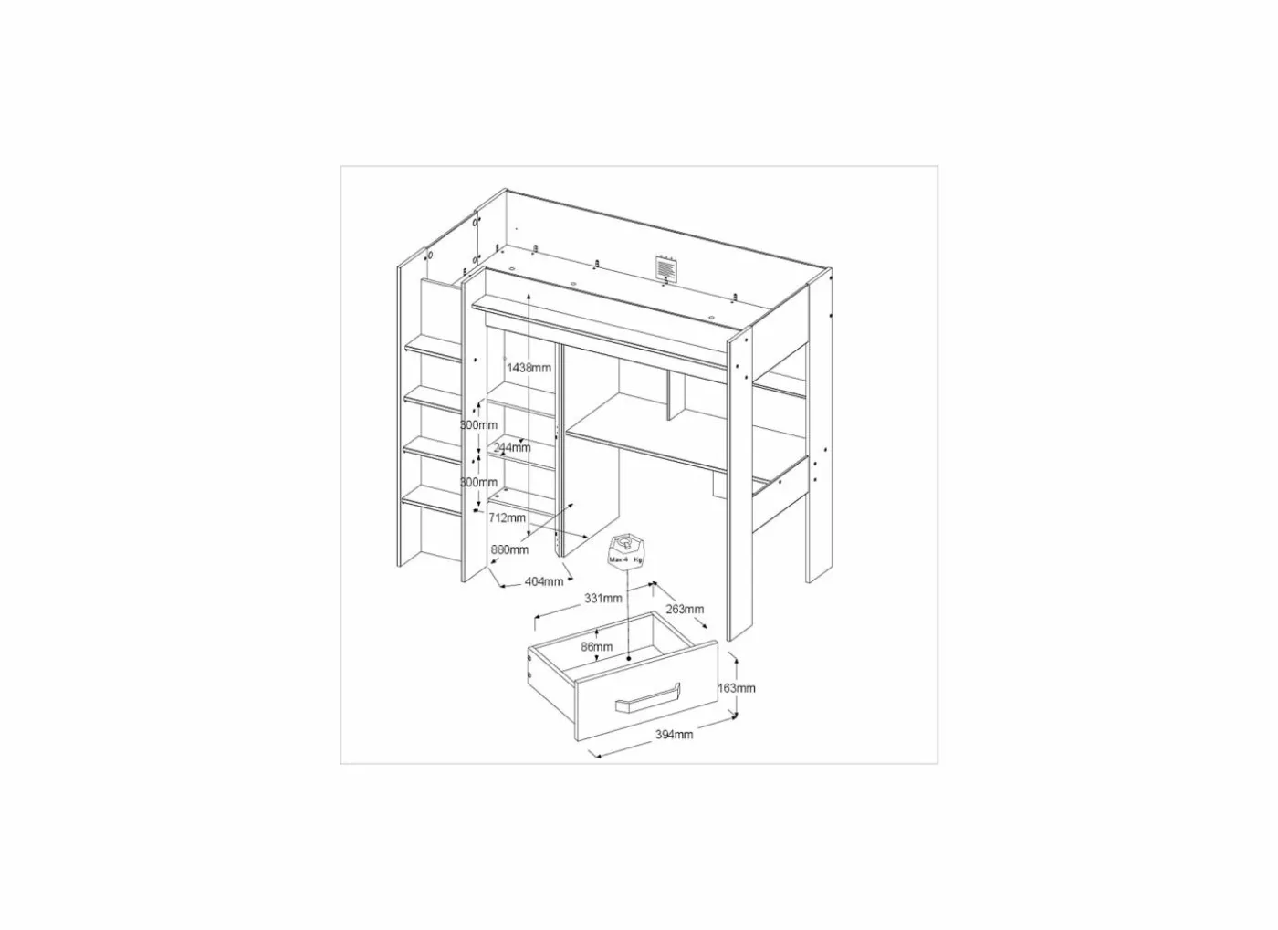 Hoogslaper Heavy 90x200cm - decor - eik & donkergrijs
