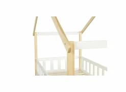 Huisbed Guinevere 90x200cm - den massief - naturel & wit met bedlade