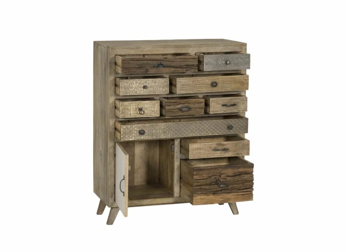 Kast Harem 90x40x112cm - mango massief - bruin & multicolor