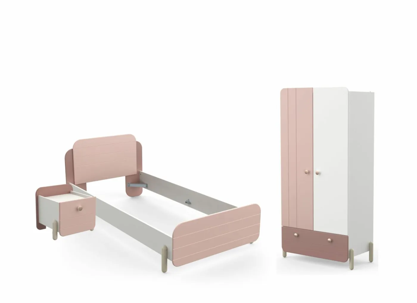 Kinderkamer Jade met bed 90x200cm - kleerkast 95cm en 1 nachtkastje