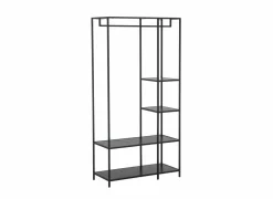 Kledingrek Gallo 90x40x178cm - melamine & metaal - zwart