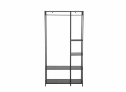 Kledingrek Gallo 90x40x178cm - melamine & metaal - zwart