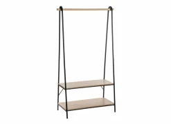Kledingrek Jano 95,5x46x164,5cm - decor & metaal - zwart & naturel