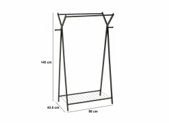 Kledingrek Metty 98x43,5x145cm - staal - zwart