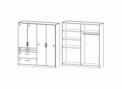 Kleerkast 181cm - decor - hoogglans wit