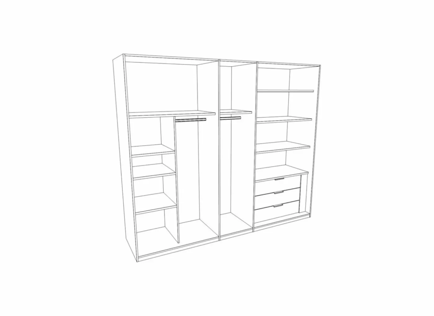 Kleerkast 226cm - decor - metallic grijs & artisanale eik