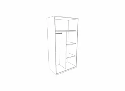 Kleerkast 91cm - decor - wit