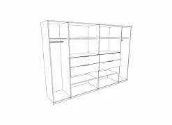 Kleerkast Denver 270cm - decor - wit & carbon eik