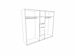 Kleerkast Diver 225cm - decor - wit & grafiet