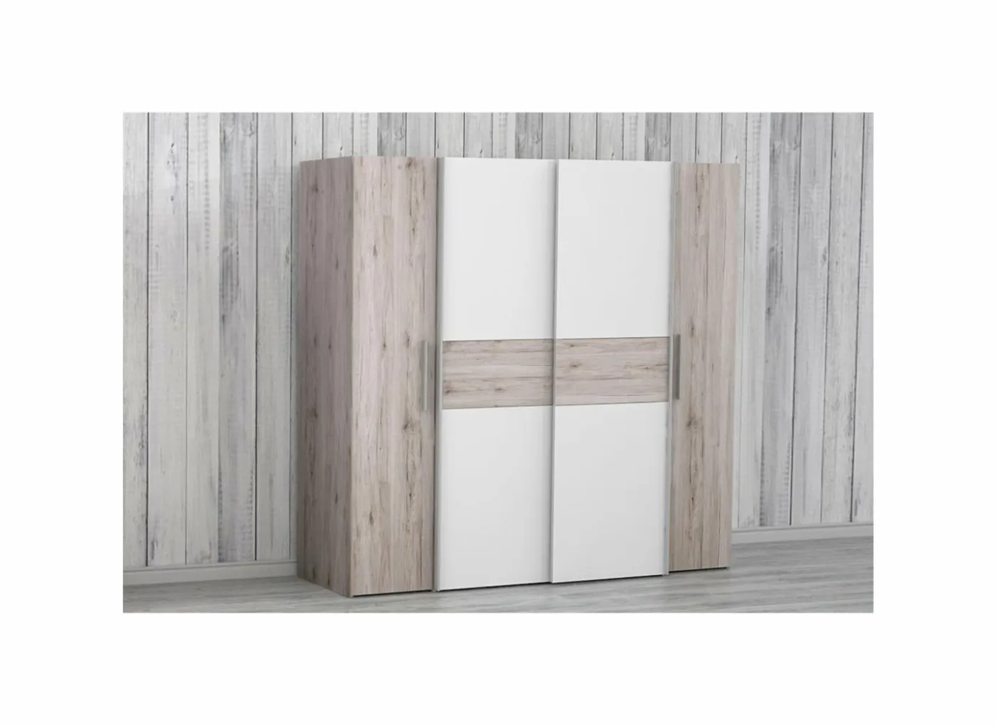 Kleerkast Kalixtus 200cm - decor - zand eik & wit