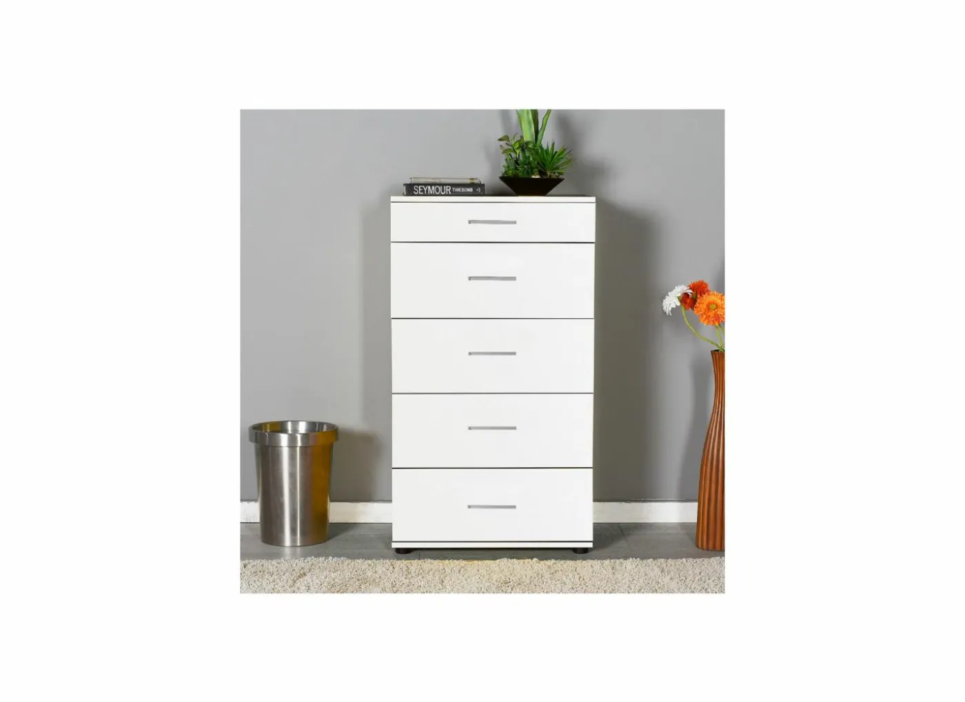 Ladekast Komodo 60x40x108cm - melamine - wit