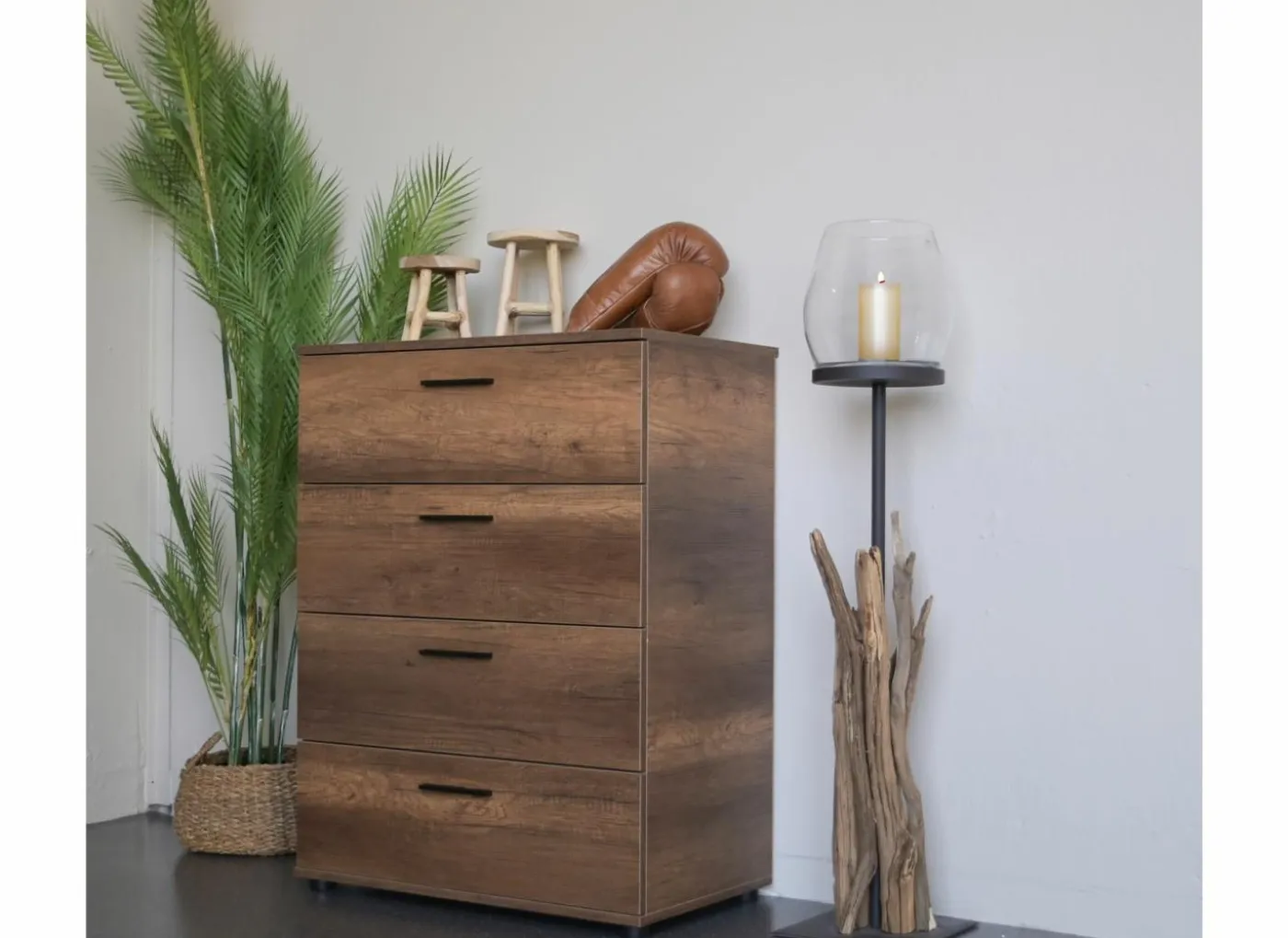 Ladekast Komodo 73x44x96cm - melamine - walnoot