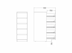 Ladekast Naia 41x50x111cm - melamine - wit hoogglans