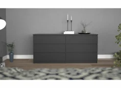 Ladekast Naia 154x50x71cm - melamine - mat zwart