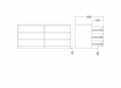 Ladekast Naia 154x50x71cm - melamine - mat zwart