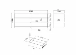 Ladekast Naia 154x50x71cm - melamine - wit hoogglans