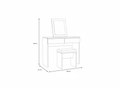 Make-up tafel Dolce met spiegel 100x42x132cm - decor - mud oak & black oak