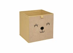 Opbergbox Beer 29x29x29cm - polyestervezel & papier - bruin