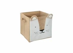 Opbergbox Leeuw 29x29x29cm - polyestervezel & papier - bruin