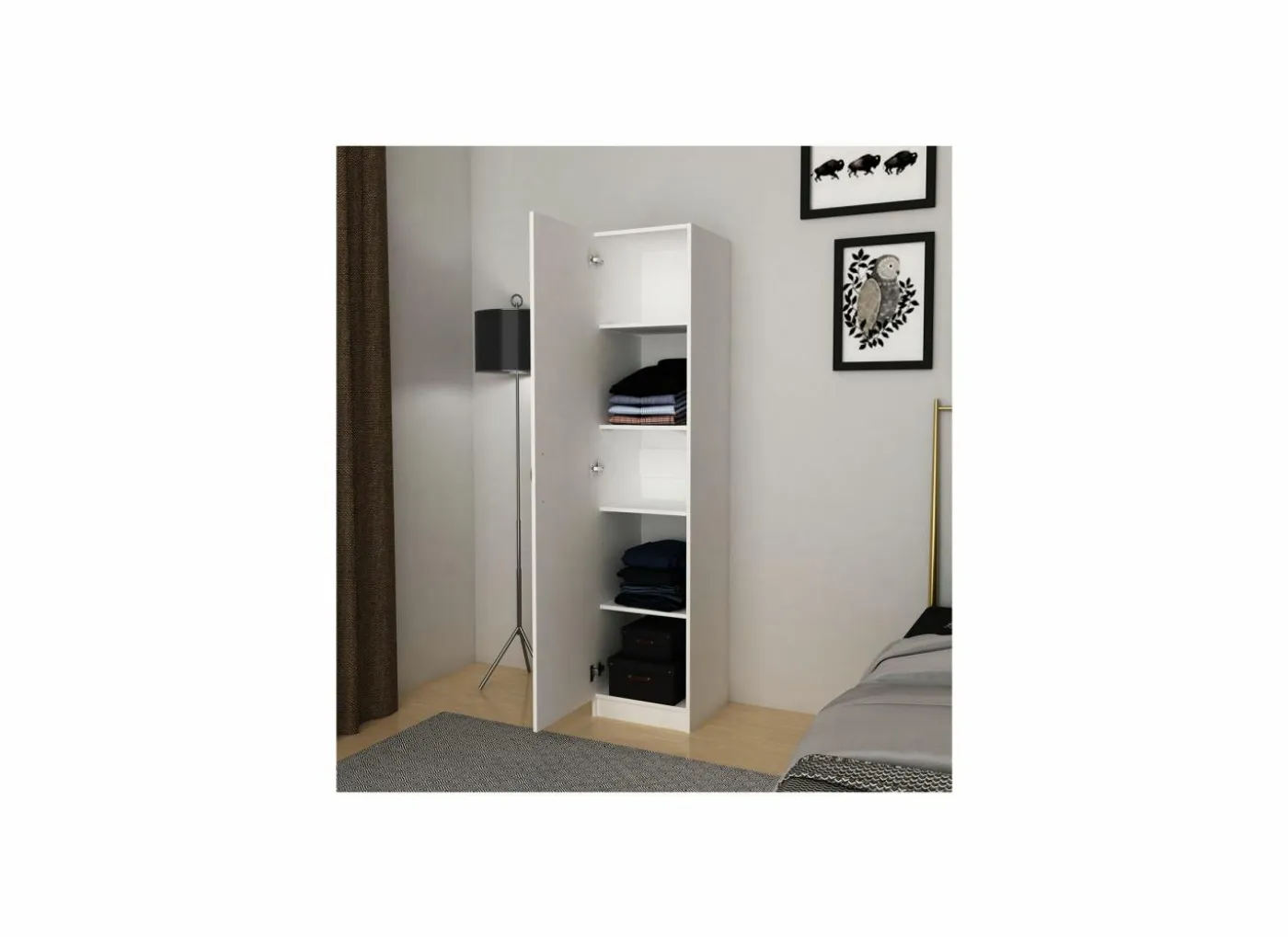 Opbergkast 40x40x180cm - decor - snow white