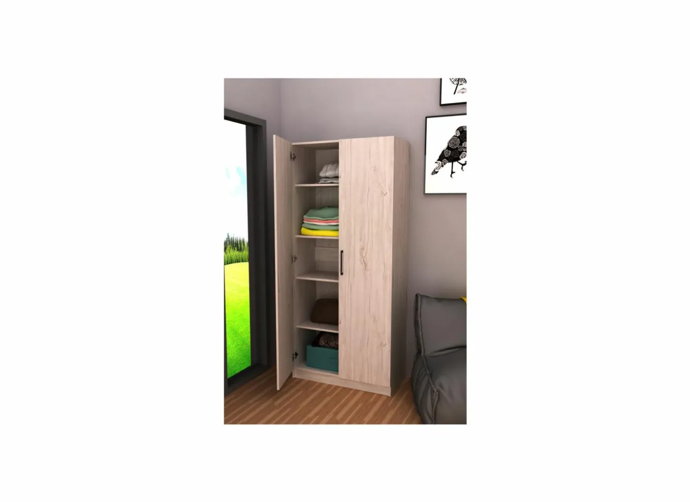 Opbergkast 80x40x180cm - decor - witte eik