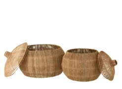 Opbergmand Dantya Ø55,5 & 45cm - jute - naturel set van 2