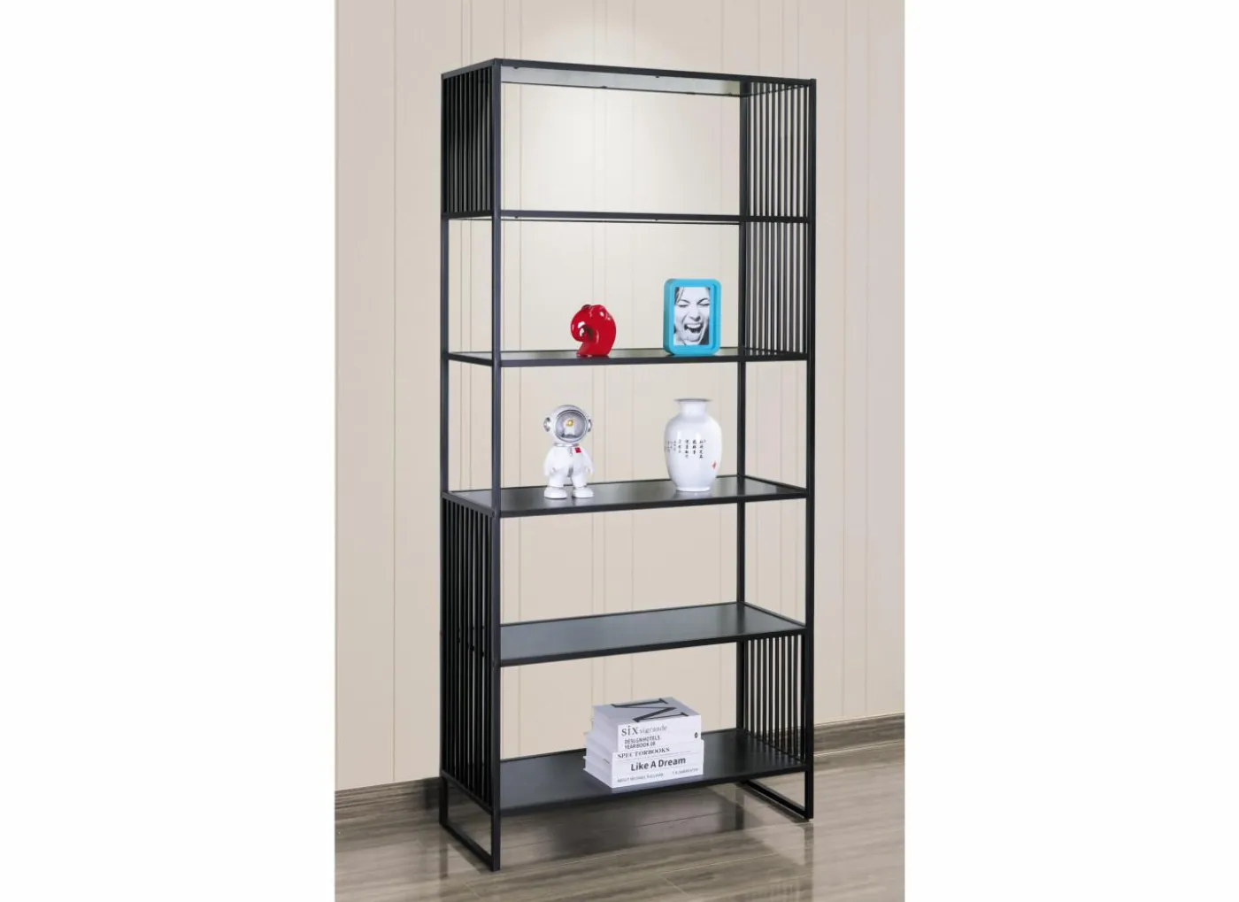 Opbergrek Mefisto 83x35x185cm - melamine - zwart