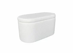 Poef Suzanna met opbergruimte 82x42cm bouclé wit