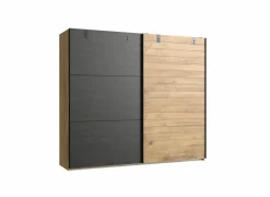 Schuifdeurkast Detroit 250cm - decor - bruin & zwart