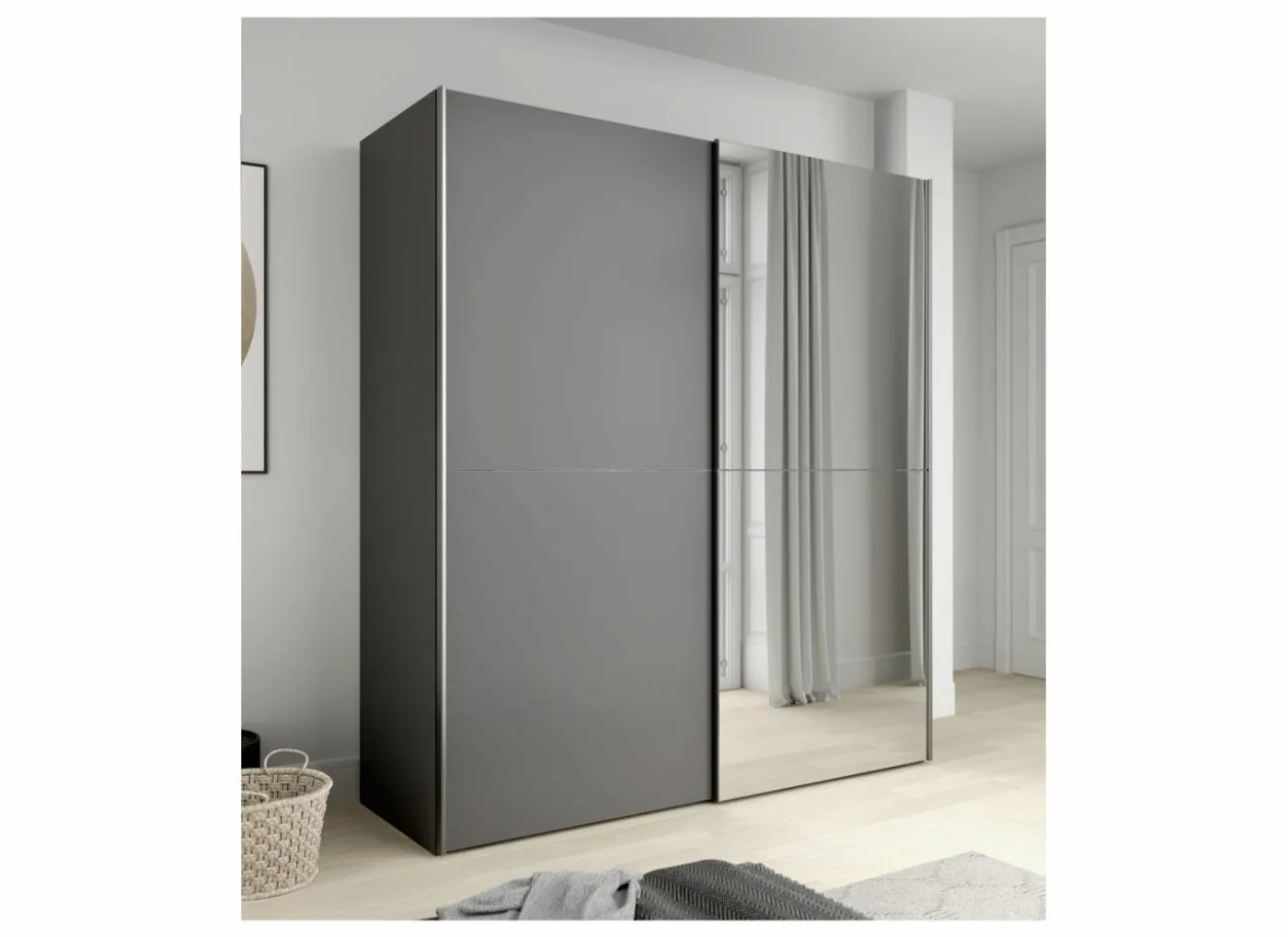 Schuifdeurkast Kaikais 170cm - decor - donkergrijs