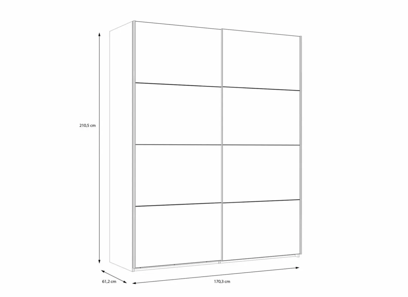 Schuifdeurkast Lya 170cm - decor - cabezone oak & mauvella oak