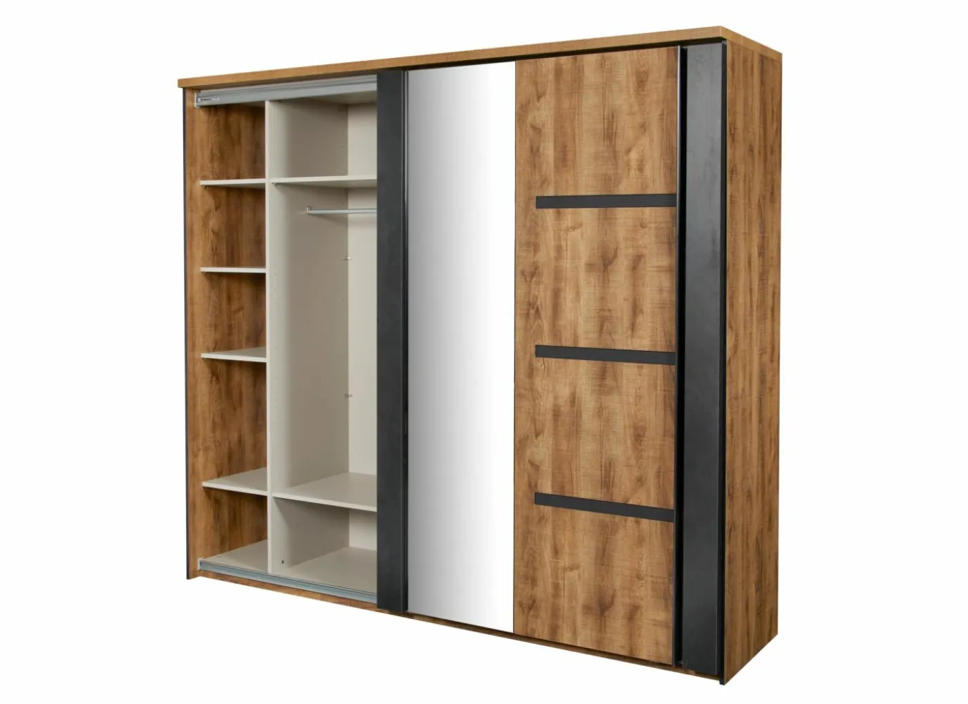 Schuifdeurkast Pauline 217cm - decor - donkerbruin