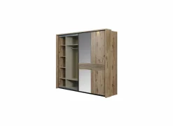 Schuifdeurkast Tanya 286cm - decor - canyon oak & zwart