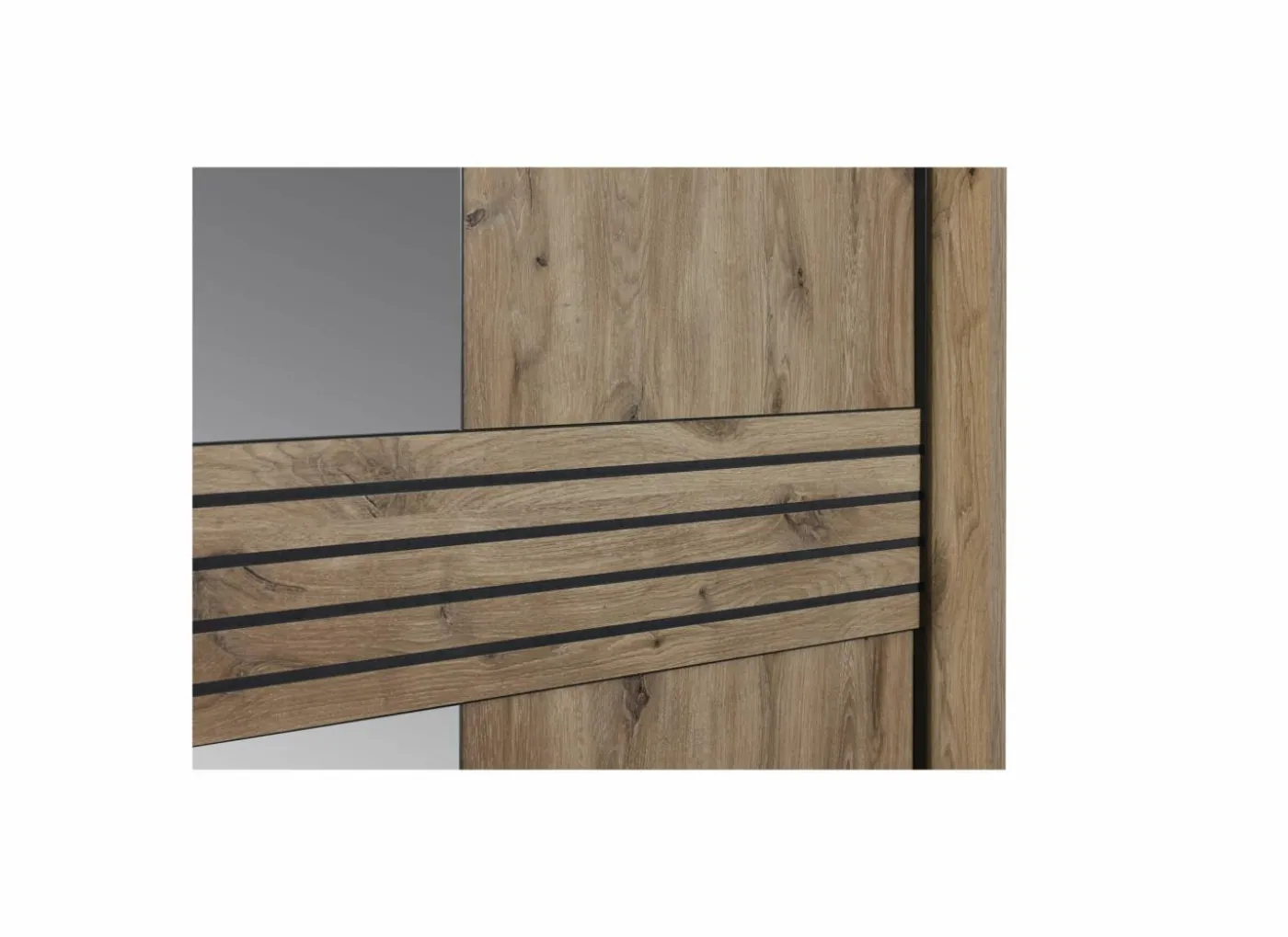 Schuifdeurkast Tanya 286cm - decor - canyon oak & zwart