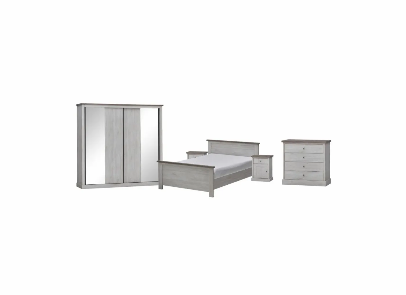 Slaapkamer Eline met bed 180x200cm - kleerkast 225cm - commode 85cm en 2 nachtkastjes