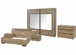 Slaapkamer met bed 160x200cm - kleerkast 245cm - commode 120cm en 2 nachtkastjes