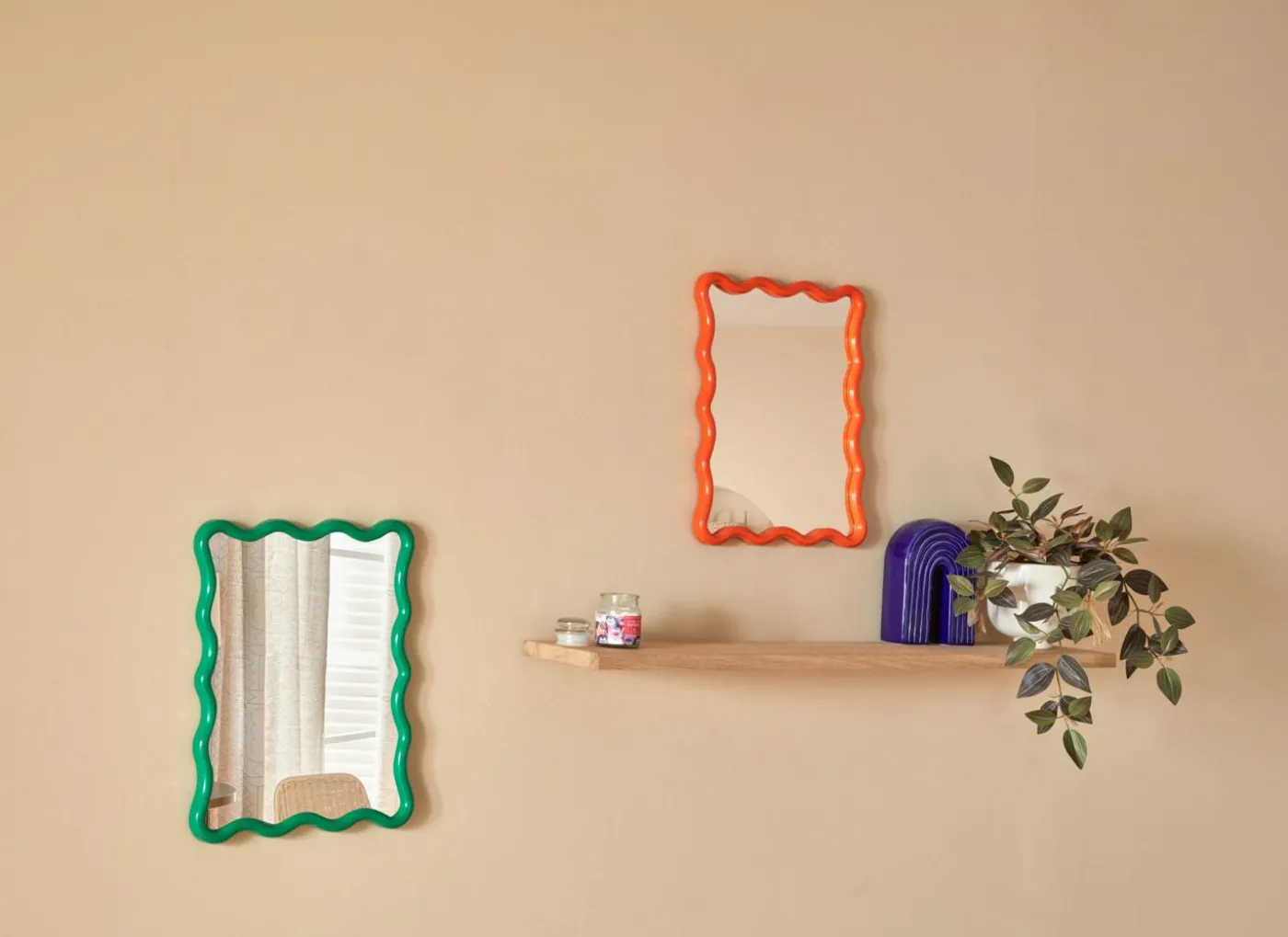 Spiegel Judy 38x30cm - glas & kunststof - oranje