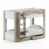 Stapelbed Evora 90x200cm - decor - ivory oak & wit met opbergruimte