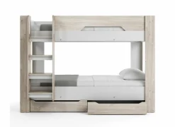Stapelbed Evora 90x200cm - decor - ivory oak & wit met opbergruimte
