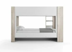 Stapelbed Evora 90x200cm - decor - ivory oak & wit met opbergruimte