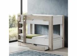 Stapelbed Evora 90x200cm - decor - ivory oak & wit met opbergruimte
