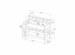 Stapelbed Leo 90x200cm - decor - beige met bodems