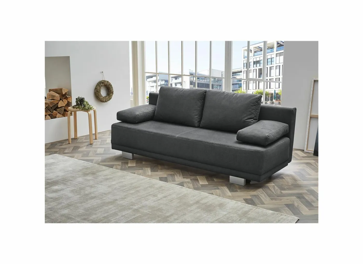 Zetelbed Luzio 2 persoons stof antraciet